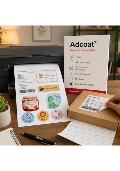 Inkjet Ve Laser Uyumlu Sticker Güçlü Yapışkanlı A4 Etiket Kağıdı Mat Yüzeyli 120gsm 50 Yaprak 10