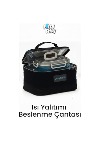 Isı Yalıtımlı Termal Yemek Beslenme Çantası Mama Taşıma Termos Çanta Sıcak Ve Soğuk Cepli -ffvgnb1062 Antrasit