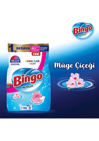 Bingo Matik Premium Renkliler İçin 8 kg Müge Çiçeği Toz Deterjan
