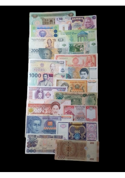 20 Adet Yabancı Koleksiyon Kağıt Para Eski Para Seti