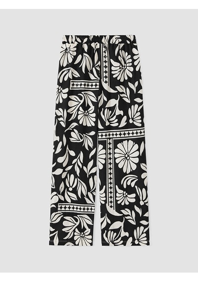 Lcwaıkıkı Classic Siyah Beli Lastikli Desenli Kadın Pantolon
