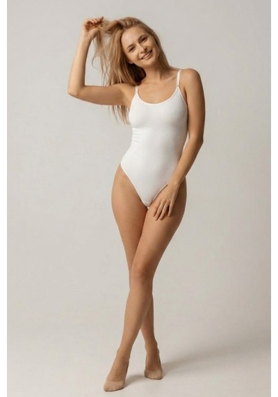 Kadın Slip Agraflı Karışımlı Kumaş Beyaz Body