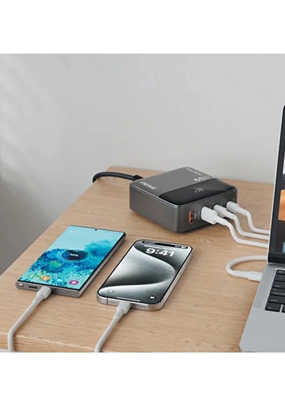 65w Masaüstü 4 Portlu Hızlı Şarj Cihazı İstasyonu 2xusb-a, 2xtype-c Giriş,1,5 Mt. Kablo Standart
