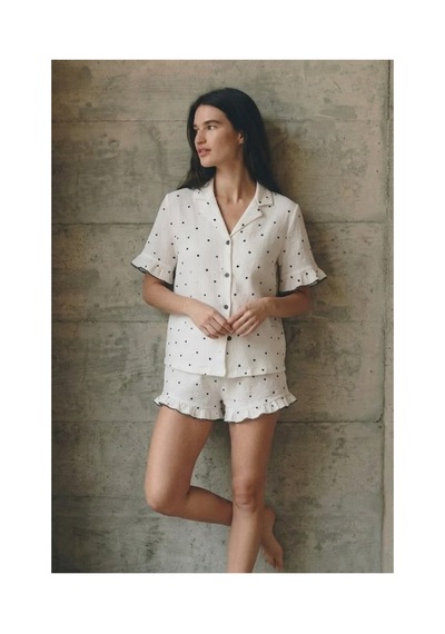 Fit Women Kadın V Yaka Comfort Fit Beyaz Pijama Takımı