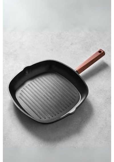 Oslo Granit Grill Tava 28 Cm Ahşap Açık Bakır