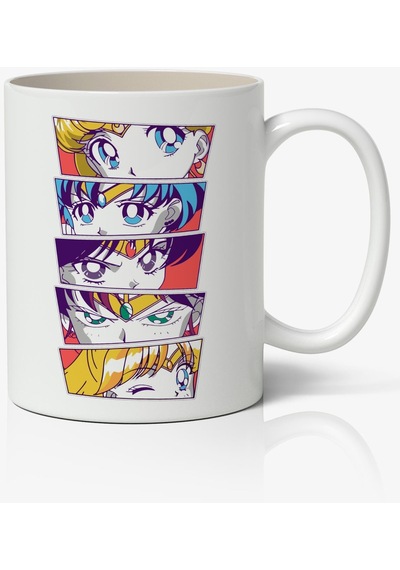 Sailor Scouts Anime Baskılı Beyaz Kupa Bardak
