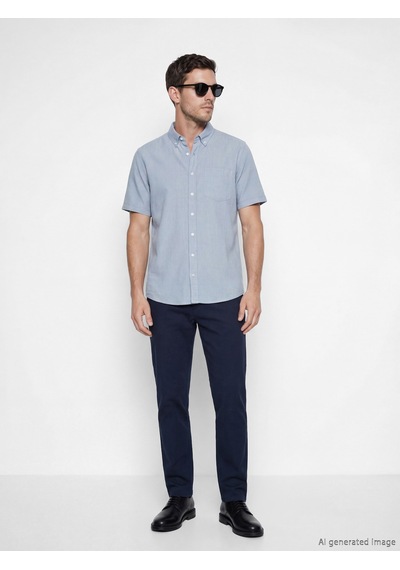 Lcwaıkıkı Classic Mavi Regular Fit Armürlü Erkek Gömlek