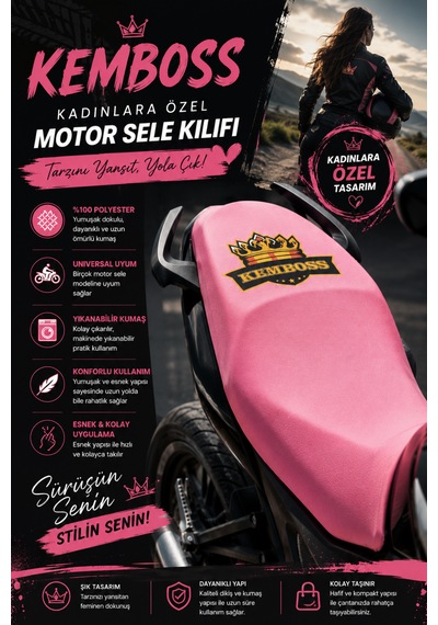 Pembe Universal Motor Sele Kılıfı Kadın Scooter Sele Koruyucu %100 Polyester Yıkanabilir Koltuk Kılıfı