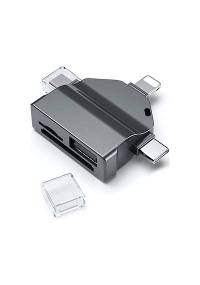 Lightning Type-c Micro Usb / Usb Kart Okuyucu Adaptör Fc459 Siyah