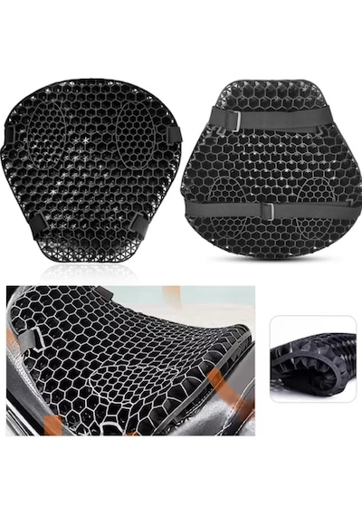 Tex Motor Motosiklet Konfor Sele Pedi - 3d Jel Petek Yapılı Darbe Emici Nefes Alabilir Sele Yastığı Üniversal