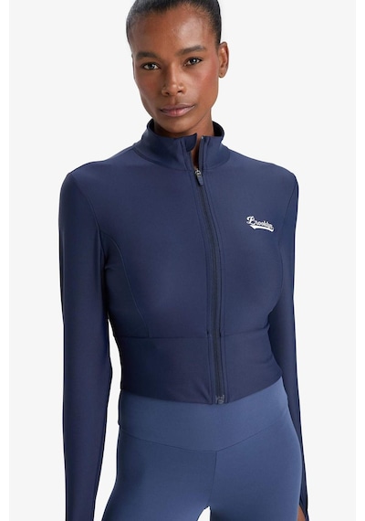 Defacto Defactofit Slim Fit Dar Kesim Dik Yaka Baskılı Fermuarlı Hırka E7717ax25aunv238 Lacivert