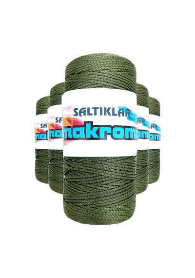 5 Adet Polyester Makrome İpi 2860 Haki Yeşil 100 Gr Çok Renkli