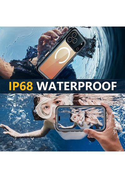 Apple Uyumlu iPhone 17 Pro Max İle Uyumlu Kılıf Su Geçirmez 360 Derece Koruma Waterproof Telefon Kılıfı Siyah