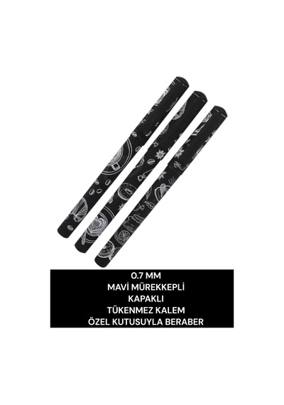 0.7 Mm Mavi Mürekkepli Kapaklı Tükenmez Kalem Özel Kutusuyla Beraber Kahve-2