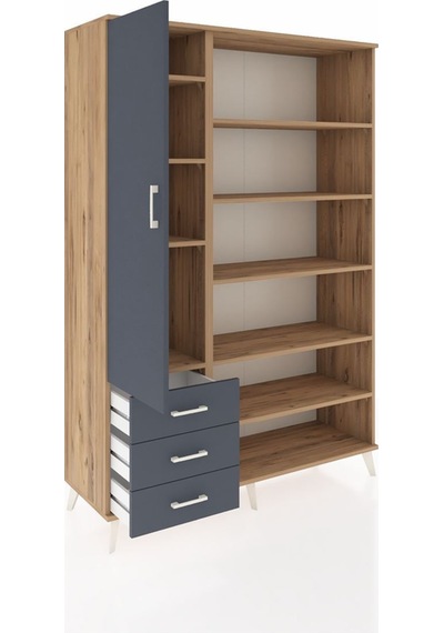 Hyperion Dolap 9 Raflı 3 Çekmeceli 3 Kapaklı 132x44x195 Çam-antrasit/antrasit Antrasıt/antrasıt