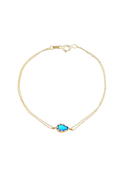 Sefa Gold 14 Ayar Altın Mavi Opal Taşlı Bileklik Sarı - Beyaz Altın