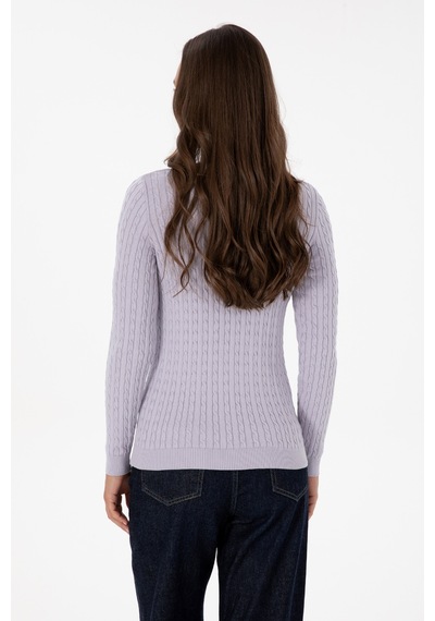 U.S. Polo Assn. Kadın Mor Bisiklet Yaka Basic Kazak 50313626-VR245