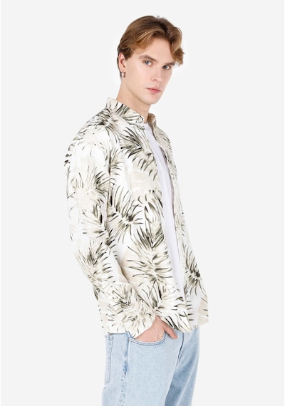 Colin's Colins Regular Fit Shirt Neck Baskılı Erkek Bej Uzun Kol Gömlek Cl1067582 Q1.v1 Beı Bej