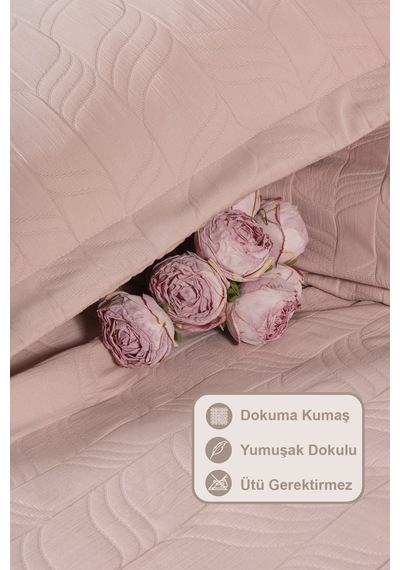 Elart Fashion Yatak Örtüsü Seti Tek Kişilik 180x240 Cm Gülkurusu Gülkurusu