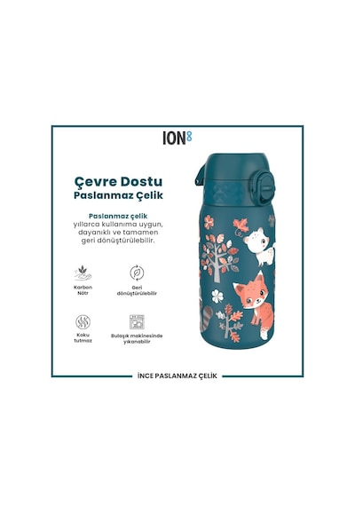 Ion8 - Paslanmaz Çelik Çocuk Suluk - Orman Hayvanları - 400 Ml - Sızdırmaz Çok Renkli