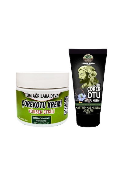 Çörek Otu Kremi Orta Boy  İçin Krem 100 Ml Krem + İbn-i Sina Çörek Otu Kremi 50 Ml / Sırt Bel İskelet Diz Dirsek Kas  Set