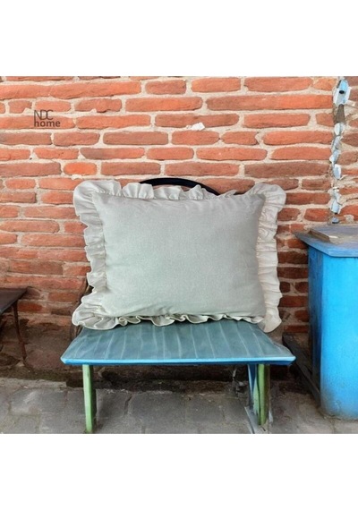 Dnc Home Tekstil Ndchome Ham Keten Krem Fırfırlı Kırlent Kırlent Kılıfı 43 X 43
