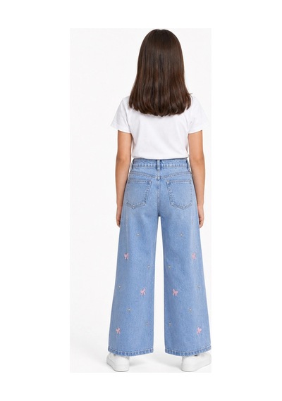 Rony Pony Kids Kız Çocuk Fiyonk Nakışlı Palazzo Kot Pantolon Yüksek Bel Geniş Paça Jean Mavi Rony Pony Kids Kız Çocuk Fiyonk Nakışlı Palazzo Kot Pantolon Yüksek Bel Geniş Paça Jean Mavi