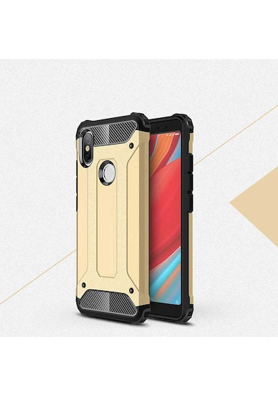 Noktaks - Redmi S2 Uyumlu - Kılıf Çift Katman Zırh Tank Crash Military Kapak - Gold Gold