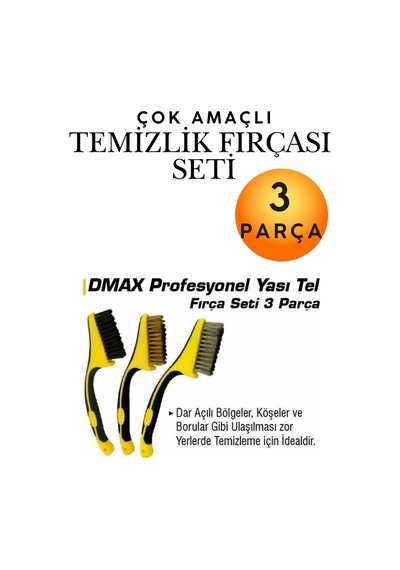 3'lü Set Metal Tel Temizleme Fırçası - Plastik Saplı Çok Amaçlı Pas, Kireç, Ağır Kir Temizleyici Tel Fırça Seti - Mangal, Izgara, Soba Ve Ocağı Temizleme Fırçaları