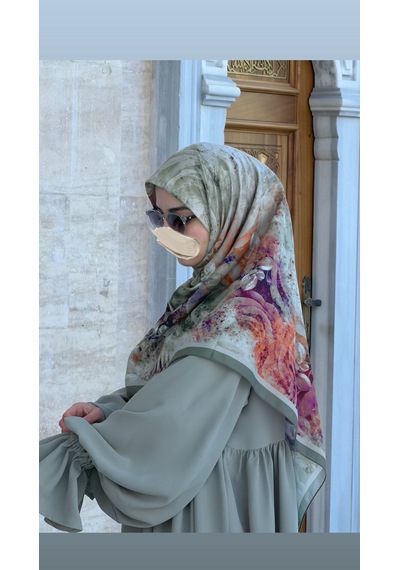 Qalortex Scarf Pamuklu Soft Âlâ Desen Eşarp-çağla Çağla