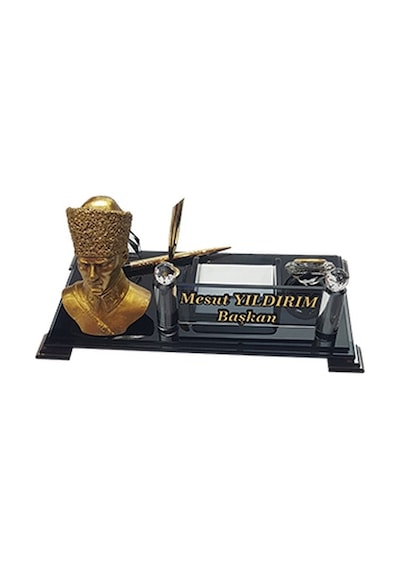 Kristal Masaüstü Kalemli İsimlik Ofis Makam M215 Ataturk