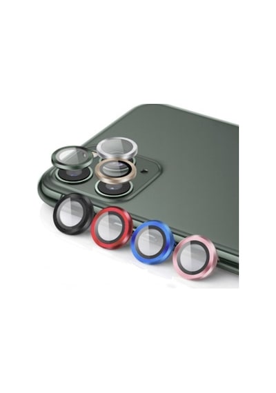 Apple Uyumlu iPhone 12 Pro Kamera Koruyucu Lens Mercek Metal Çerçeveli 3lü Set Gold Altın