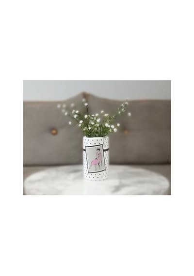 Tr Vazo Dahil,vazo Dahil,vazoda Çiçek,beyaz Yapay Çiçek,vazo Dekoratif Pembe Elbiseli Kadın 7x7x16cm Diğer