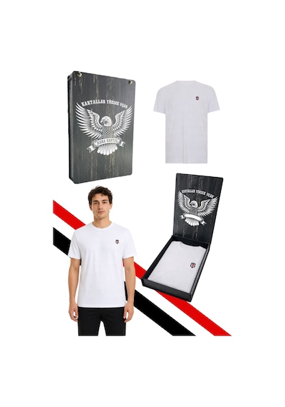 Beşiktaş Lisanslı Beyaz T-shirt Lazer Kutu Beyaz Lzr