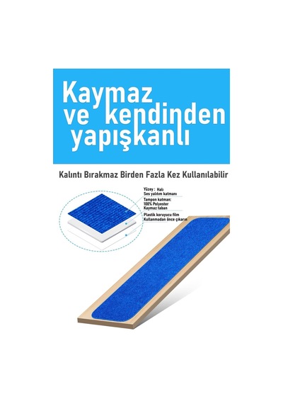 Halifleks Yapışkan Tabanlı Merdiven Basamak Paspası Rip Halı Kaymaz Tabanlı - Lacıvert Lacıvert