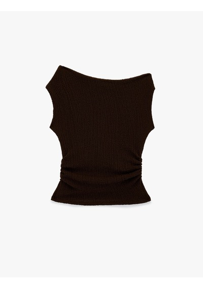 Koton 26yy59000016 Kahverengi Kadın Kolsuz T-shirt 6sak10006ek Kahverengi