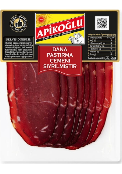 Çemeni Sıyrılmış Dilimli Dana Pastırma 70 Gr. Beşli Paket Toplam 350 Gr.