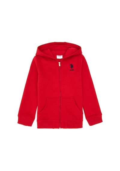 U.S. Polo Assn. Kız Çocuk Kırmızı Kapüşonlu Fermuarlı Şardonlu Basic Sweatshirt 50316809-VR171