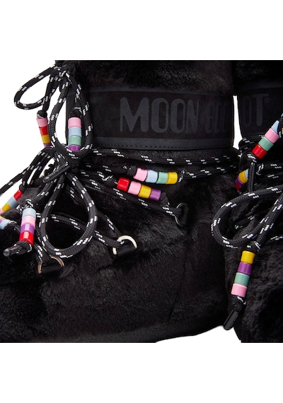 Bot Kar Kadın 80d1409470-n001 Moon Boot Icon Low Faux Fur Beads Black Siyah
