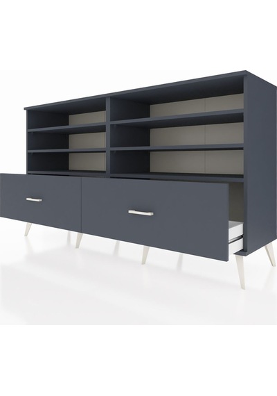 Hyperion Konsol 6 Raflı 2 Çekmeceli 176x44x99 Antrasit-antrasit Antrasıt/antrasıt - Antrasıt