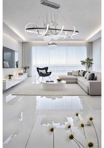 Modern Sarkıt Kıvrımlı Çember 3 Renk Powerled Krom 3 Toplu Led Avize Krom