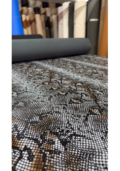 Yılan Desen Suni Deri Ayakkabılık, Çantalık, Döşemelik 100 X 140 Gri