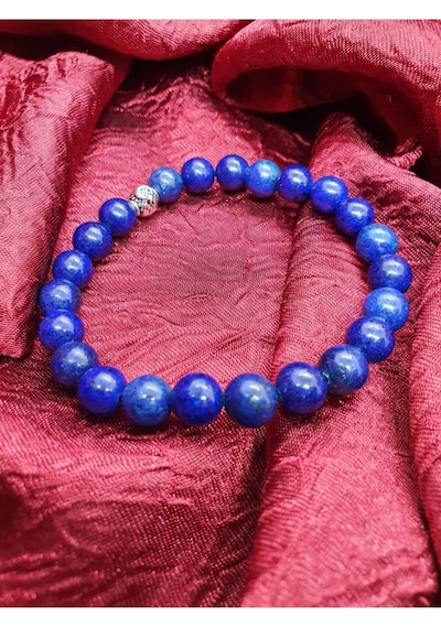 Gümüştel El Sanatları Lapis Lazuli Bileklik Doğal Taş 8mm Çok Renkli