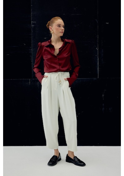 Sateen Talia Pantolon - Ekru-137098 Ekru