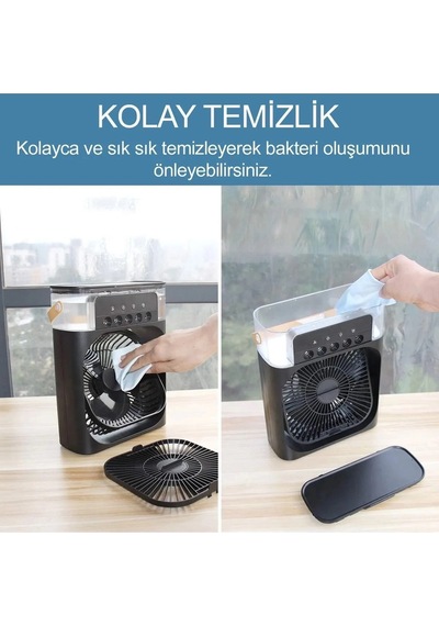 Taşınabilir Işıklı 5 Spreyli Vantilatör Buzlu Buharlı Vantilatör Mini Fan Nemlendirici Çok Renkli