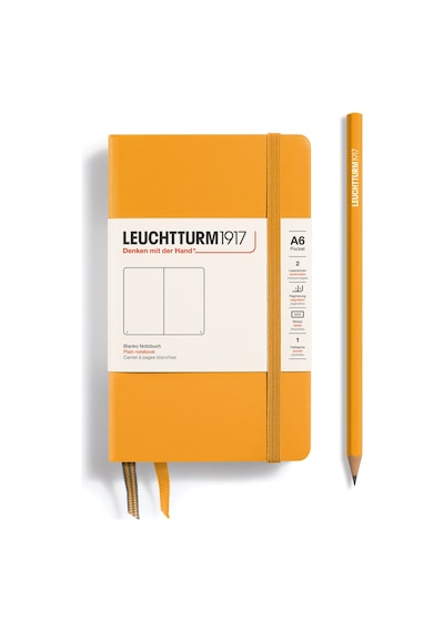 Leuchtturm1917 Not Defteri Cep Boy A6 , Sert Kapak, 187 Numaralandırılmış Sayfa, Düz, Gündoğumu Sarı