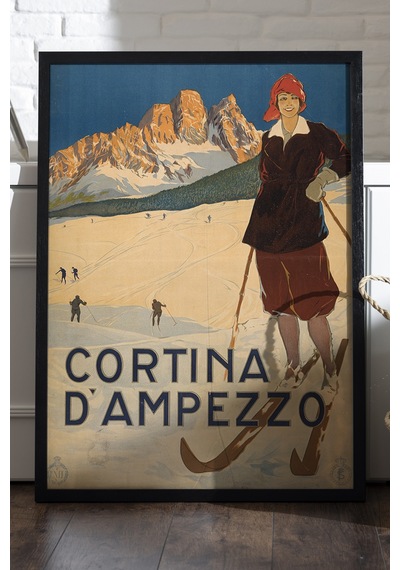 Cortina Siyah Ahşap Çerçeveli Poster, Dekoratif Seyahat Duvar Tablosu