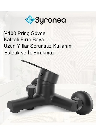 Defne Mat Siyah Delta Banyo Duş Bataryası Kollu Aç Kapa Musluk Siyah