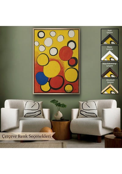 Çerçeveli Calder - Sarı Ve Kırmızı Küreler Tablosu - Orbs On Yellow And Red-7367