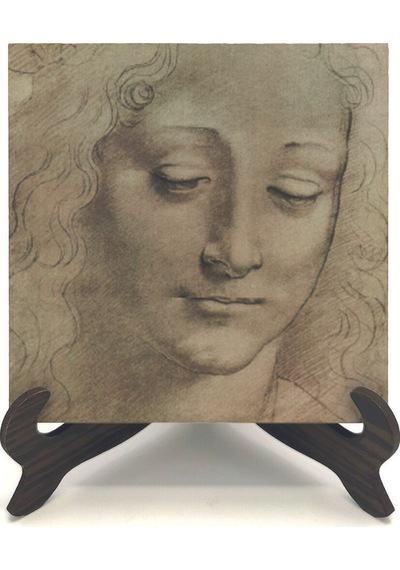 Baş Etüdü Leonardo Da Vinci Baskılı Mdf Masaüstlük 10x10 531